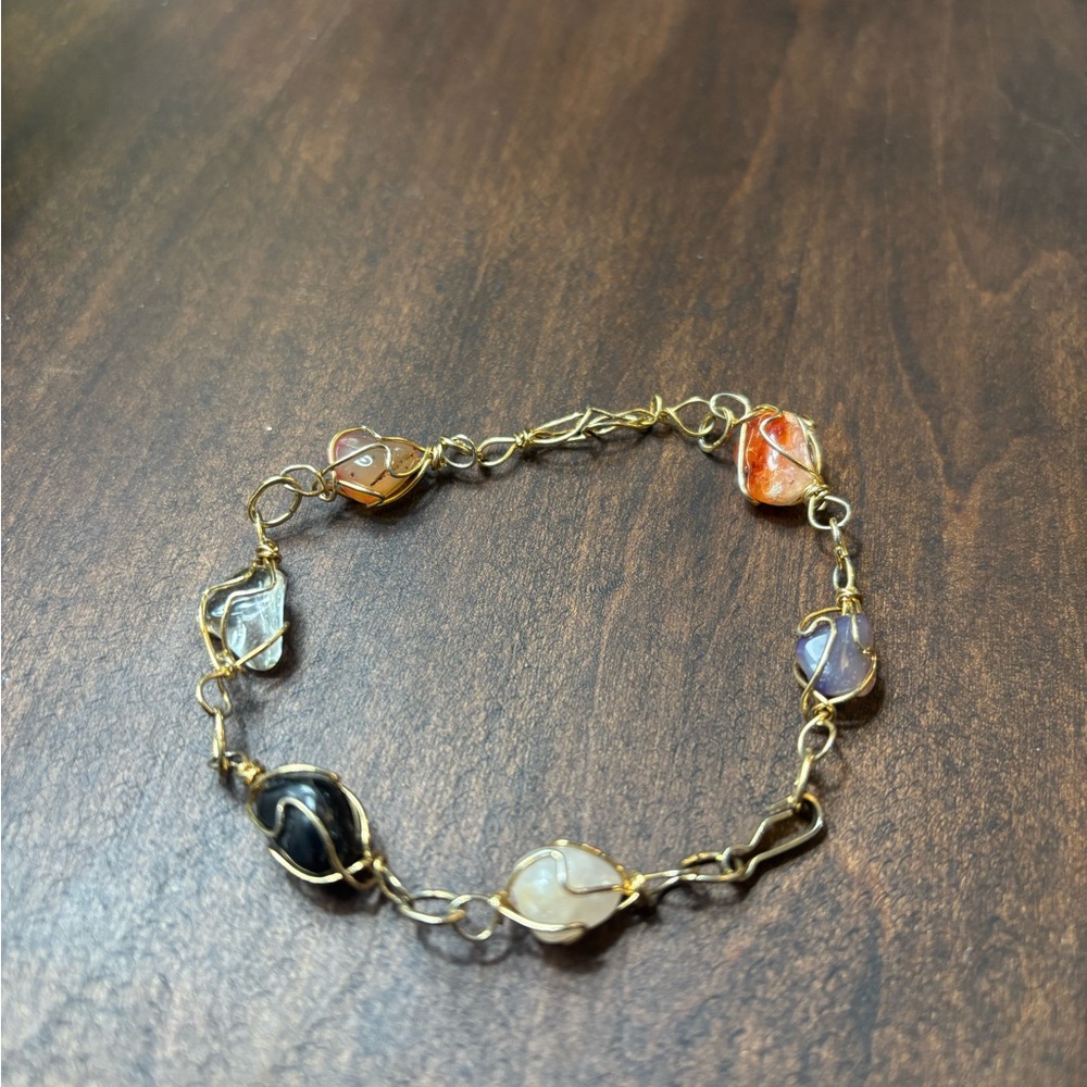 Elegant Multi-Stone Gold Bracelet